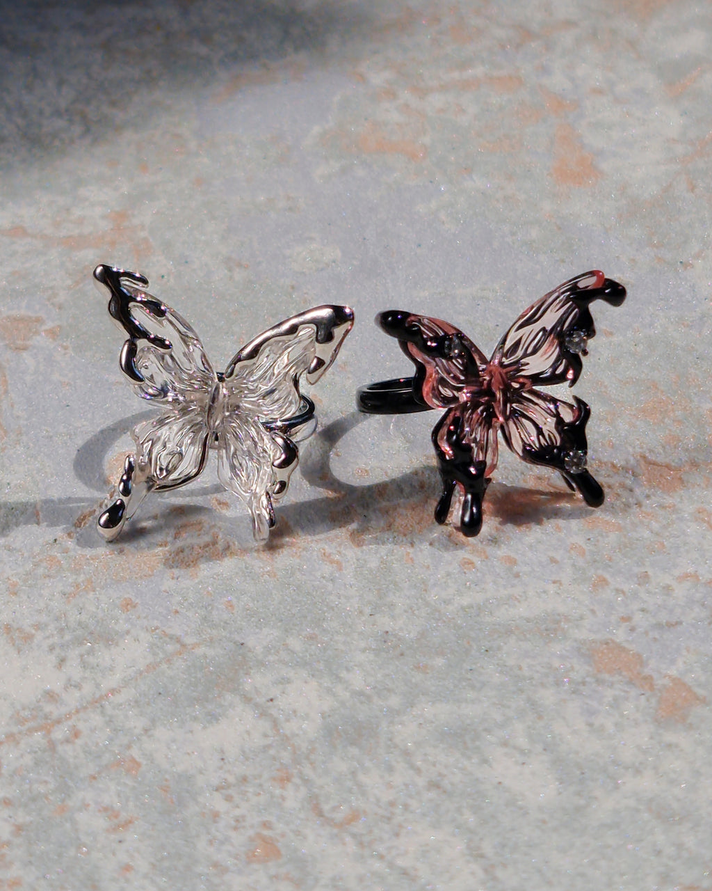 Crystal Butterfly Ring Pink - Nikaneko