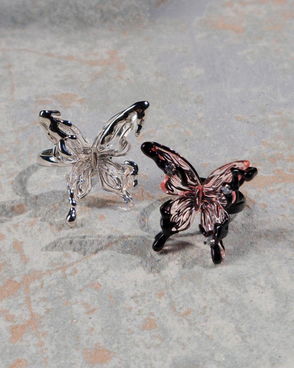 Crystal Butterfly Ring Pink - Nikaneko