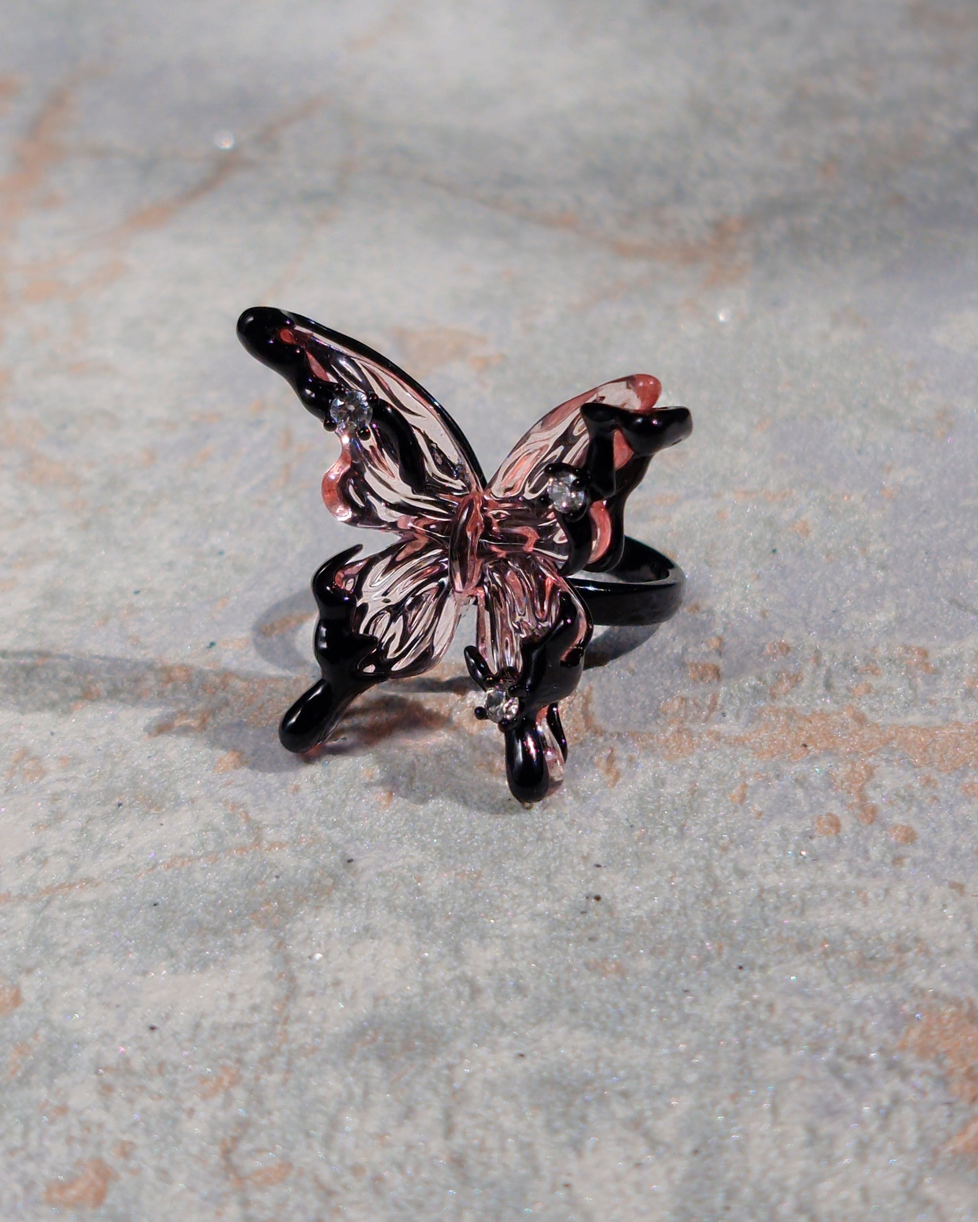Crystal Butterfly Ring Pink - Nikaneko