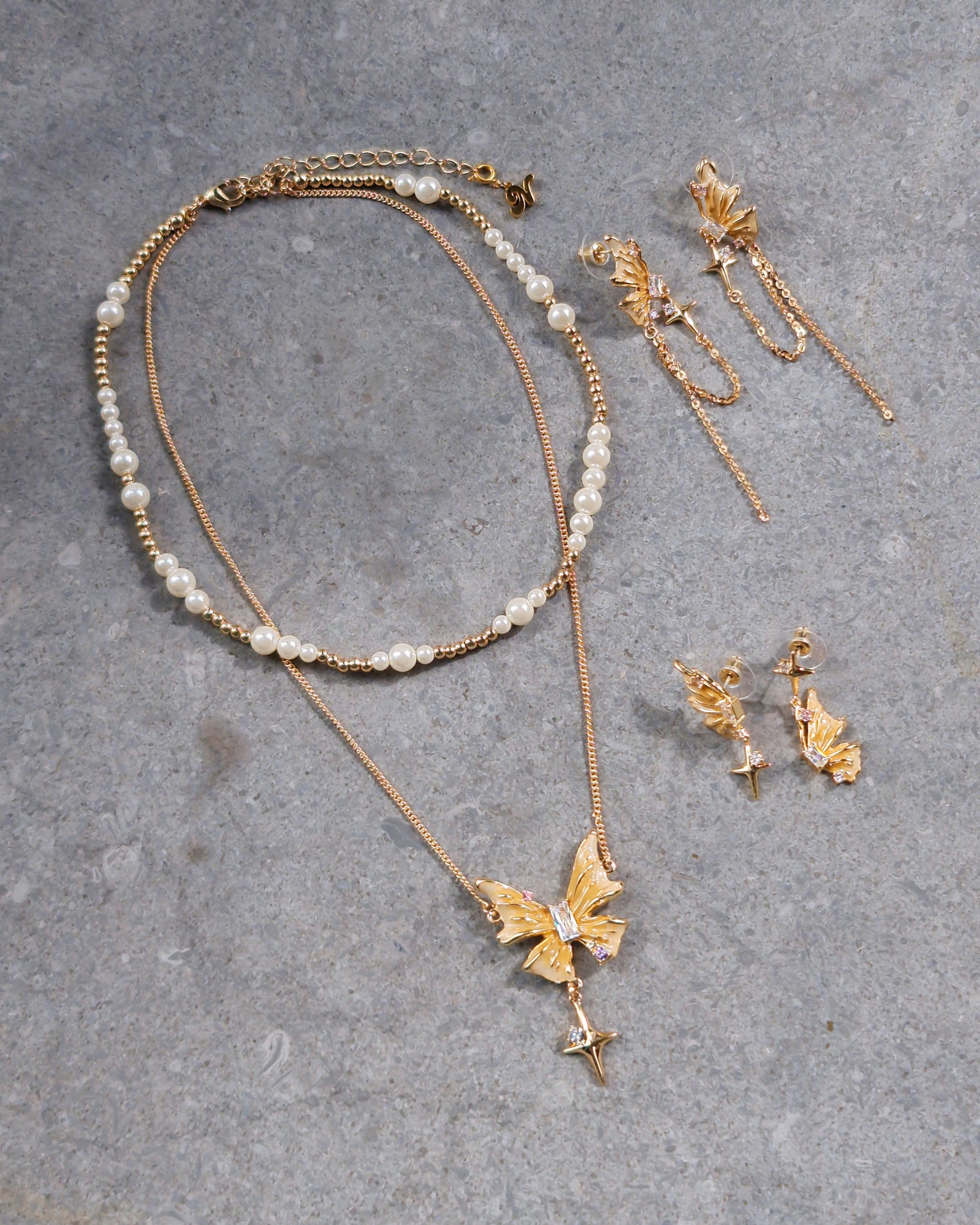 Honey Butterfly Double Layer Necklace - Nikaneko