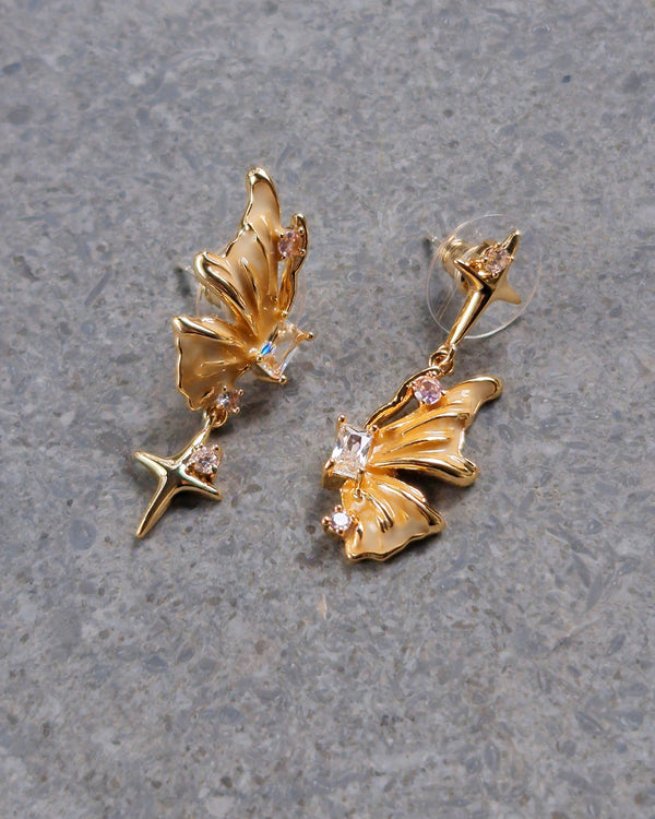 Nikaneko - Honey Butterfly Mismatched Earrings