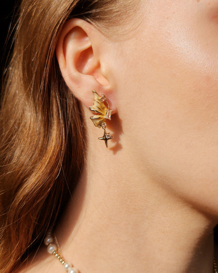 Nikaneko - Honey Butterfly Mismatched Earrings