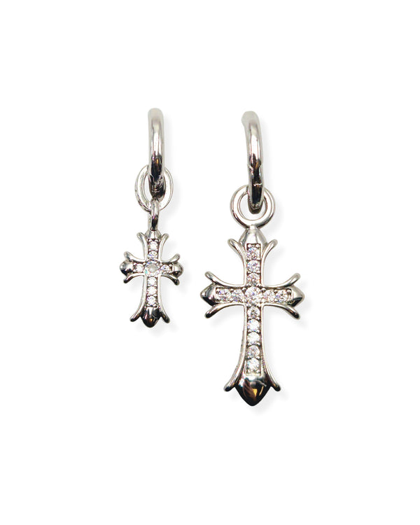 Earrings With Cross Pendant And Zircons - Nikaneko