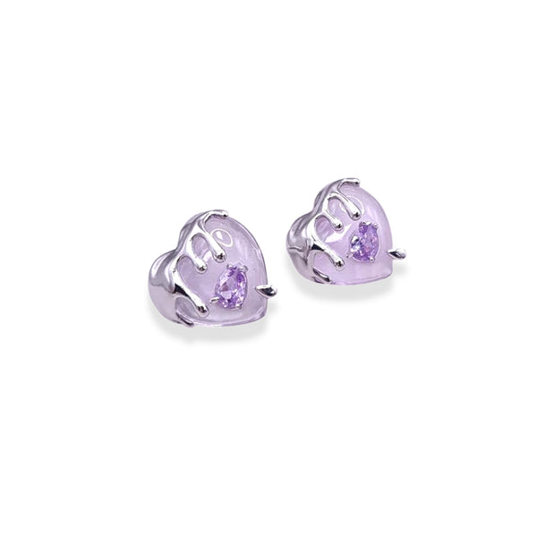 Earrings Purple Hearts Inspired by Butter BTS - Nikaneko